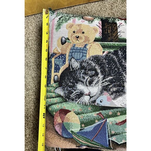 Holiday Sleepy Cat Kitty Teddy Nutcraker Christmas Grn Tweed Bkg Anne Mortimer - Picture 7 of 9